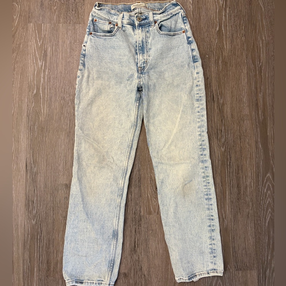Abercrombie & Fitch Light Blue High-Rise Straight Jeans